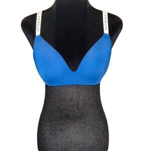 Victoria's Secret T-Shirt Bra Womens 32C Blue Wireless Lightly Lined